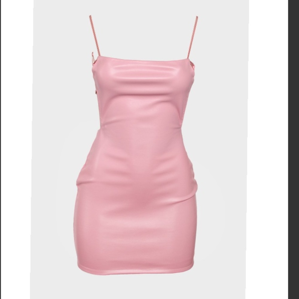 Sexy Leatherette Backless Mini Dress